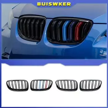 Для BMW 3-й серии E92 E93 M3 Coupe LCI 2010-2013 2 шт. автомобильный стиль черная передняя решетка радиатора с двумя планками