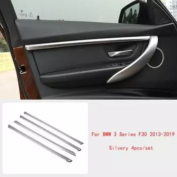 Для BMW 3 серии 3GT F30 F31 13-18 4 шт. накладка на внутреннюю дверь автомобиля, отделка салона автомобиля 3 Series Silver