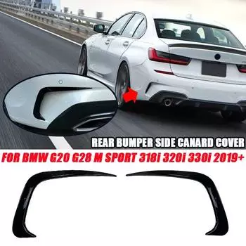 Для BMW 3 серии аксессуары G20 G28 318i 320i 325i 330i 2019-2020 задний бампер плавник крышка отделка боковой сплиттер крыло спойлер Canard чёрный