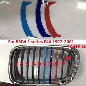 Для BMW 3 серии E46 1997-2005 318i 320i 325i и т. д. Накладка на переднюю решетку автомобиля, спортивные полоски, чехол для автоспорта, Стайлинг автомобиля