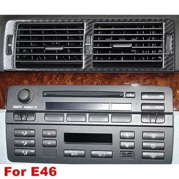 Для BMW 3 серии E46 аксессуары из углеродного волокна стиль салона автомобиля авто кондиционер кондиционер вентиляционная розетка декоративная рамка наклейка чёрный