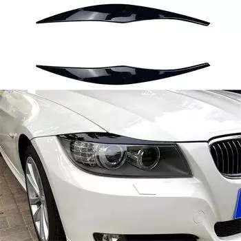 Для BMW 3 серии E90 E91 2 шт. ABS глянцевая черная фара для бровей и век 2005 2006 2007 2008 2009 2010 2011 седан/ Gloss Black