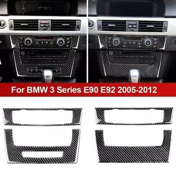 Для BMW 3 серии E90 E92 E93 2005 - 2008 2009 2010 2011 2012 углеродное волокно 2 шт. крышка рамки панели управления CD салона автомобиля