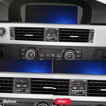 Для BMW E90 E92 E93 5 шт. Наклейка из углеродного волокна для салона автомобиля, центральный воздуховод, приборная панель, динамик, панель, декор, аксессуары
