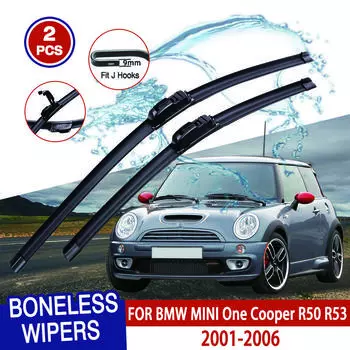 Для BMW MINI One Cooper R50 R53 2001-2006 автомобильный стеклоочиститель U-образный мягкий резиновый бескаркасный без кронштейна автомобильные дворники 19 +18