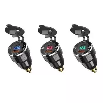 Для BMW R1200GS R1250GS F800GS R9T R1300GS Для DUCATI Для Versys 300x QC 3.0 Двойной USB-разъем для зарядного устройства Адаптер питания Type-C синий