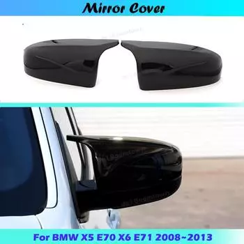 Для BMW x5 E70 x6 E71 2008 2009 2010 2011 2012 2013 автомобиля боковое крыло зеркала крышка крышки заднего вида черный высокое качество Black-1pc-Left