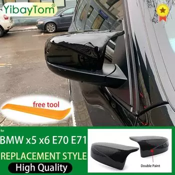 Для BMW x5 E70 x6 E71 2008 2009 2010 2011 2012 2013 автомобиля боковое крыло зеркала крышка крышки заднего вида черный высокое качество Bright black
