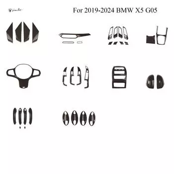 Для BMW X5 G05 2019-2024 гг. Комплект для модификации интерьера из углеродного волокна Защитные накладки на центральную консоль Рулевое колесо Carbon pattern