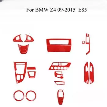Для BMW Z4 E85 2009-2015 Отделка рулевого колеса из углеродного волокна Устойчивые к царапинам чехлы центральной консоли Модернизация Аксессуары ABS For Z4 E85 09 15 LHD красный