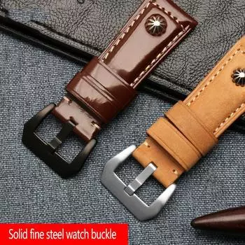 Для браслета Panerai 22 мм, 24 мм, 26 мм, высококачественный кожаный ремешок PAM111 с заклепками, винтажный мужской кожаный ремешок из воловьей кожи, мягкий ремешок для часов Diesel 22mm
