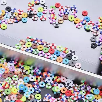 для брелоков Бусины полимерная глина 200 шт. Однотонные ручные 6 мм прокладки ювелирные изделия аксессуары изготовление плоских ожерелий круглые браслеты брелки about 6mm----200Pcs