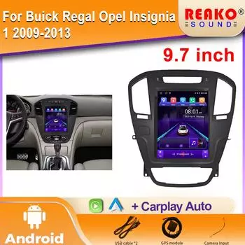 Для Buick Regal Opel Insignia 1 2009-2013 Автомобильный радиоприемник GPS-навигация Android Auto Мультимедийный проигрыватель Видеовыход 4G BT Нет 2din DVD 4 core 2GB+32GB carplay