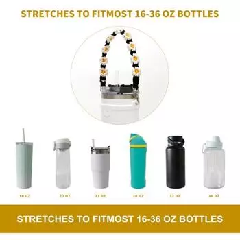 для бутылок емкостью 16–40 унций, эластичные аксессуары для бутылок с водой ручной работы с цветочным дизайном розовый/зелёный