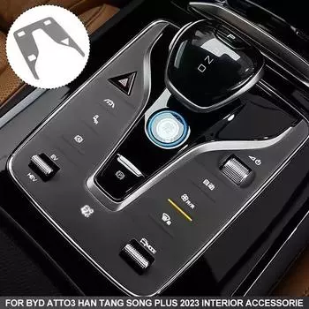 Для BYD Atto3 Han Tang Song Plus 2024 Центральная панель управления Кнопка Ключ Наклейка Защитная накладка Внутренняя консоль Аксессуары Отделка