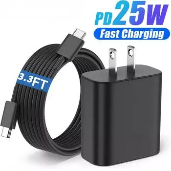 Для быстрого зарядного устройства Samsung Зарядное устройство типа C мощностью 25 Вт и кабель длиной 3,3 фута от типа C до типа C для быстрой зарядки для Samsung Galaxy S20 S21 S22 S23 Ultra Note 20 10 US White
