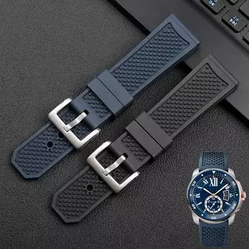 Для Cartier Caliber London танковый ремешок W7100056/WSCA0006W7100037/W7100041/7100015 мужской силиконовый ремешок для часов из фторкаучука 23 мм 24 мм 24mm