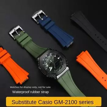 Для CasiOak GA2100 16 мм ремешок из фторкаучука для G-SHOCK Casio модификации серии GM2100 GA2110 водонепроницаемый резиновый ремешок для часов 16mm-Width
