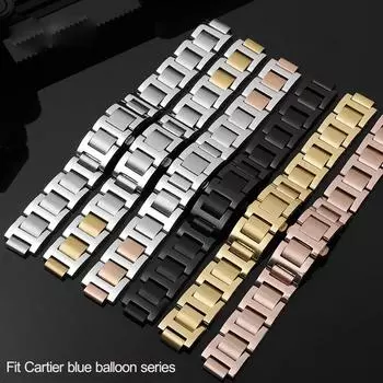 Для часов Cartier Blue Balloon, браслет из цельной высококачественной стали для мужчин и женщин, выпуклый стальной ремешок для часов 18,11 мм, 20,12 мм 16.8mm