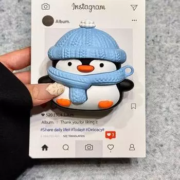 для чехла для наушников Huawei Freeclip Защитный чехол Freebudspro4 Freebuds6i Нишевый стиль 4E Мультяшный Pro3 Мягкий чехол SE2 Силиконовый 5i для мужчин и женщин Huawei FreeClip Blue Scarf Penguin [Single Shell]]