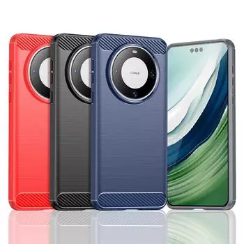 Для чехла Huawei Mate 60 Pro Plus Чехол для Huawei Mate 60 Pro Plus Силиконовый чехол из углеродного волокна Для Huawei Mate 60 Pro Plus Чехол HuaweiMate60ProPlus чёрный