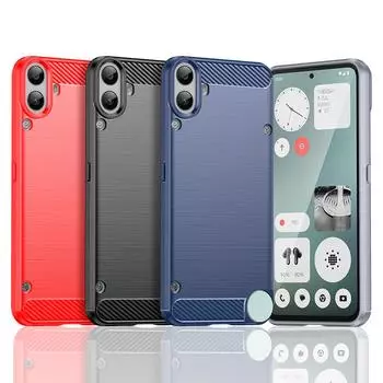 Для чехла Nothing CMF Phone 1 Чехол Nothing CMF Phone 1 Противоударный силиконовый чехол из углеродного волокна для чехла Nothing CMF Phone 1 Nothing CMF Phone 1 чёрный