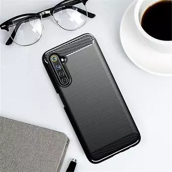 Для чехла OPPO Realme 6 Чехол OPPO Realme 6 Pro Углеродный волокнистый чехол противоударный чехол для телефона OPPO Realme 6 Real Me 6 Pro Чехол For Realme 6 чёрный