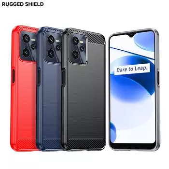 Для чехла Oppo Realme C35 Чехол для Oppo Realme C35 RMX3511 Бампер Противоударный силиконовый углеродный волокнистый чехол для задней крышки для Realme C35 Чехол For Realme C35 чёрный
