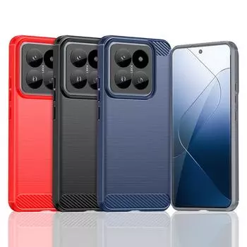 Для чехла Xiaomi 14 Pro Чехол для Xiaomi 14 Pro Противоударный противоударный силиконовый чехол из углеродного волокна для Xiaomi 14 Pro Чехол 6,73 дюйма For Xiaomi 14 Pro чёрный