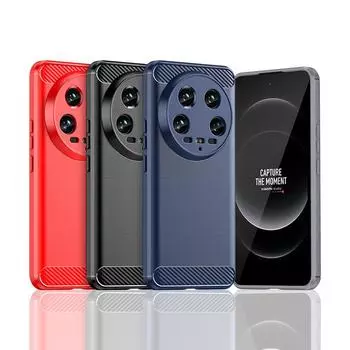 Для чехла Xiaomi 14 Ultra Чехол для Xiaomi 14 Ultra Бампер Противоударный силиконовый чехол из углеродного волокна для Xiaomi 14 Ultra Чехол For Xiaomi 14 Ultra чёрный
