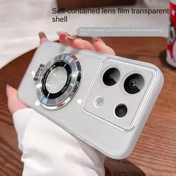 Для чехла Xiaomi Mi 14T Pro Мягкий Прозрачный С Кольцом Магнитный Защитный Чехол для Задней Крышки Объектива Для Xiaomi Mi 14T Mi14T Pro Чехол For Mi 14T белый