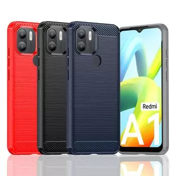 Для чехла Xiaomi Redmi A1 Plus Чехол для Redmi A1 Plus Бампер противоударный силиконовый чехол из углеродного волокна для Redmi A1 Plus Чехол For Redmi A1 Plus чёрный