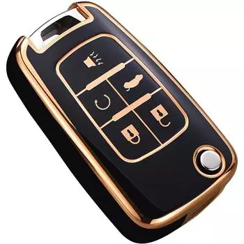 для Чехол для ключа Chevy, Премиум ТПУ чехол для ключа с полной защитой для Chevrolet Equinox Camaro Cruze Malibu Sonic Buick Terrain чёрный