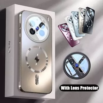 для Чехол Magsafe для VIVO X200 Pro mini Матовый противоударный защитный чехол для объектива VIVO X100s Pro X100 Ultra Magnetic Shell VIVO X200 серебряный