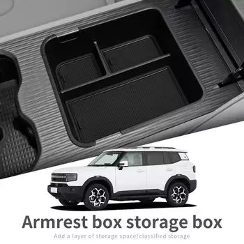 для Chery Jetour T-1 2025 2025 Подлокотник Ящик для хранения Автомобильный лоток TPE Органайзеры Аксессуары Уборка Черный ABS