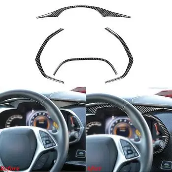Для Chevrolet Corvette C7 2014-2019 Автомобиль Карбон Черный Накладка Рамки Приборной Панели Отделка Наклейки Авто Детали Интерьера