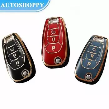 Для Chevrolet Cruze Aveo 2014 2015 2016 2017 2018 2019 2020 автомобильный флип с золотыми краями 3-кнопочный чехол для ключей защитный чехол сумка-держатель чёрный