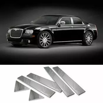 Для Chrysler 300 300C Dodge Magnum 2005-2010 стойки автомобиля Накладка на окно BC наклейки на колонку серебристого цвета