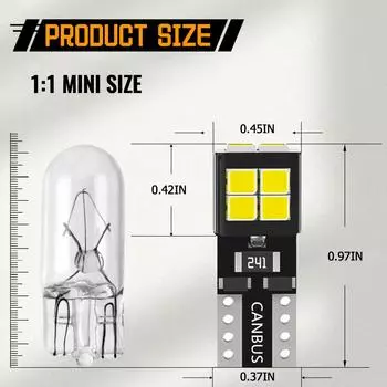 Для Citroen Picasso 02-16 C5 01-04 C6 05-12 C8 02-10 DS3 09-15 Габаритные фонари, стояночные лампы, лампа W5W T10 194 Canbus Error Free чёрный