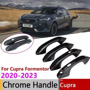 Для Cupra Formentor глянцевая черная карбоновая хромированная накладка на дверную ручку, аксессуары для экстерьера автомобиля Metallic Blcak 4pcs