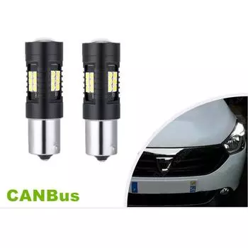 Для Dacia Lodgy Dokker 2012-up 2 шт./лот BA15S 1156 CANBus без ошибок белые светодиодные DRL дневные ходовые огни