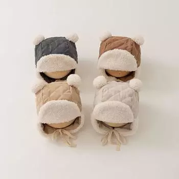 Для детей от 2 до 16 месяцев, детская защитная шапка для ушей, зимняя, толстая, плюшевая, для малышей, шапка LeiFeng, мультяшная, теплая, флисовая, шапки-бини для детей, наушники, шапки 40-46cm for 2-16Months бежевый