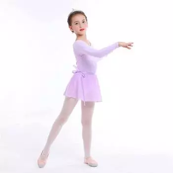 Для детей от 3 до 12 лет, треугольное танцевальное боди с длинными рукавами для девочек, топ и юбка, 2 предмета танцевальной одежды 100