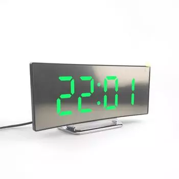 Для детской спальни большой цифровой будильник изогнутый светодиодный экран с регулируемой яркостью белый