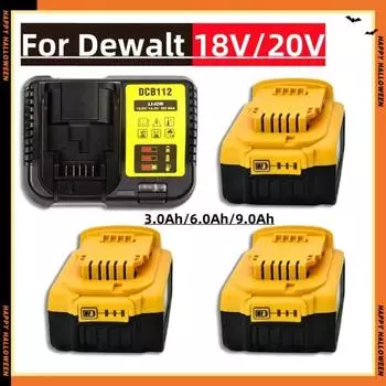 Для Dewalt DCB200 DCB184 Series 18V/20V аккумуляторные электроинструменты аксессуары электроинструменты, замена литиевой батареи + зарядное устройство