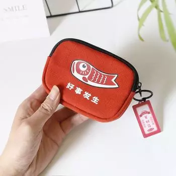 Для девочек Для женщин Для студентов Холщовый тканевый держатель для карточек Кошелек для монет Кошелек Lucky Koi Короткий кошелек синий