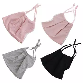 Для девочек, однотонный, для женщин, сетчатый шарф для лица, маска из ледяного шелка, солнцезащитная маска для лица серый