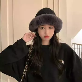 Для девочек толстые широкие поля зимние большие теплые корейские шапки шерстяные плюшевые панама женская шляпа кирпич красный