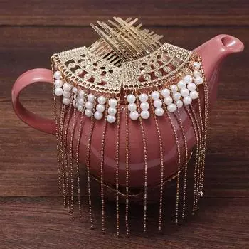 Для девочек заколка для волос кисточка жемчуг женские палочки для волос корейская шпилька ханьфу расческа для волос китайская вилка для волос золотой