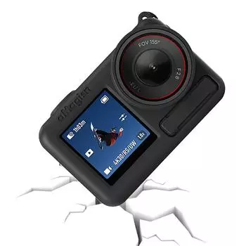 - Для DJI Osmo Action 5 Pro силиконовый защитный чехол крышка объектива и шнурок чёрный